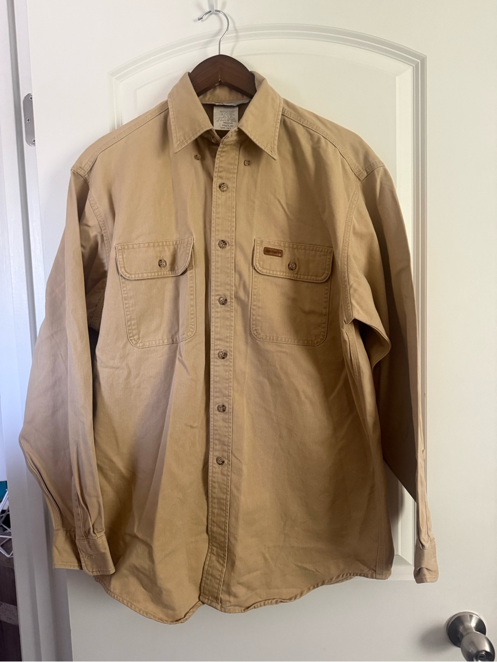 Carhartt Brown/Tan Canvas Utility Shirt Rugged Outdoor Wear Size M